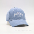 Embroidery Sky Blue Corduroy Baseball Cap